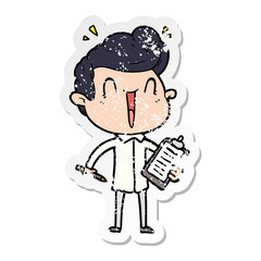 Fototapeta premium distressed sticker of a cartoon excited man