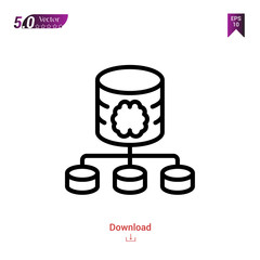 Outline network icon isolated on white background. Line pictogram. Graphic design, mobile application, artificial intelligence icons, user interface. Editable stroke. EPS10 format vector illustration