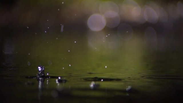 raindrops on water