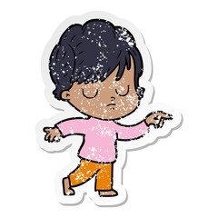 distressed sticker of a cartoon woman