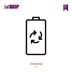 battery ecology icon isolated on white background. ecology icons Graphic design, mobile application, logo, user interface. Editable stroke. EPS10 format vector illustration
