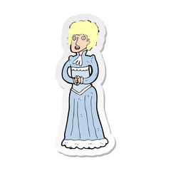 sticker of a cartoon shocked victorian woman
