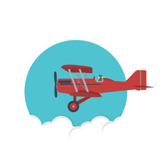 Retro airplane, vector illustration. 