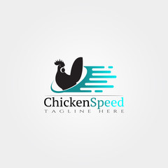 Obraz premium Chicken farm icon template, creative vector logo design, speed, animal husbandry, illustration element