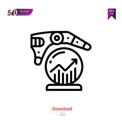 Outline ball icon isolated on white background. Line pictogram. Graphic design, mobile application, artificial intelligence icons, user interface. Editable stroke. EPS10 format vector illustration