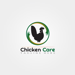 Chicken farm icon template, creative vector logo design, chicken care, animal husbandry, illustration element