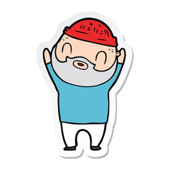 sticker of a cartoon bearded man