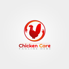 Chicken farm icon template, creative vector logo design, chicken care, animal husbandry, illustration element