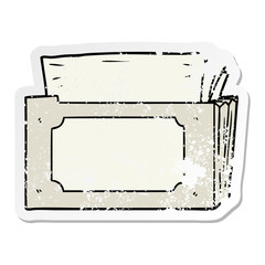 distressed sticker of a cartoon folder of files