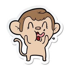 sticker of a crazy cartoon monkey