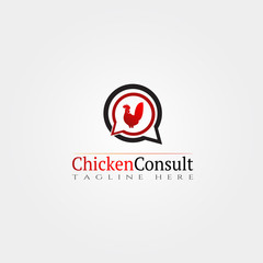 Chicken farm icon template, creative vector logo design, livestock consultation , animal husbandry, illustration element