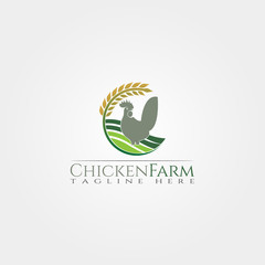 Chicken farm flat vector icon for apps or websites