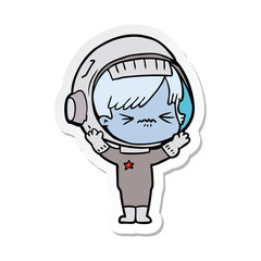 sticker of a angry cartoon space girl