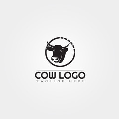 Cow farm icon template, cattle farm symbol, creative vector logo design, livestock, animal husbandry, illustration element