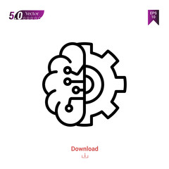 artificial-intel icon isolated on white background. Line pictogram. Graphic design, mobile application, artificial intelligence icons, user interface. Editable stroke. EPS10 format vector illustration