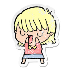 distressed sticker of a cartoon woman