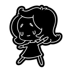 cartoon icon of a cute kawaii girl