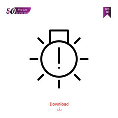 Outline light car icon isolated on white background. Line pictogram. Graphic design, mobile application,  car parts icons, user interface. Editable stroke. EPS10 format vector illustration