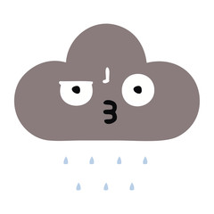 flat color retro cartoon storm rain cloud