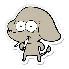 sticker of a happy cartoon elephant