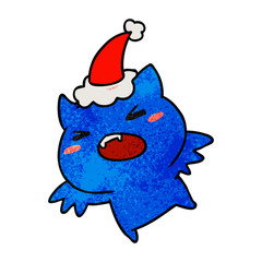 christmas textured cartoon of kawaii bat