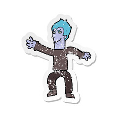 retro distressed sticker of a cartoon vampire man