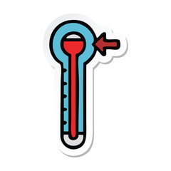 sticker of a cute cartoon glass thermometer