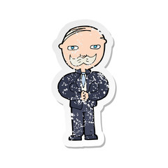 retro distressed sticker of a cartoon old man with mustache