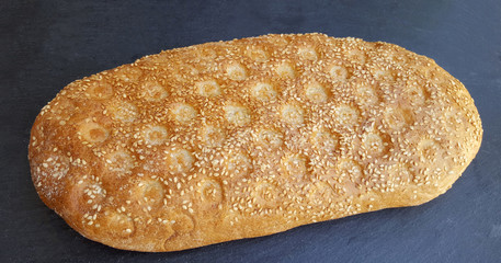 Traditional greek bread ( lagana ), baked for Clean Monday