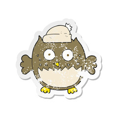 retro distressed sticker of a cartoon owl
