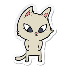 Obraz premium sticker of a confused cartoon cat