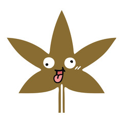 flat color retro cartoon autumnal leaf