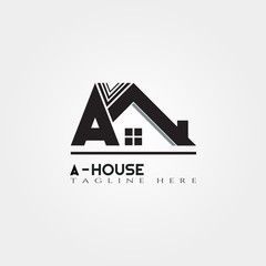House icon with A letter, home creative vector logo design, architecture, building and construction, illustration element