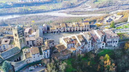 Obraz premium Huesca. Drone in village of Ainsa. Spain. Aerial Photo