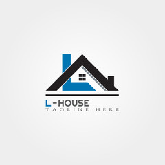 House icon template with L letter, home creative vector logo design, building and construction, illustration element