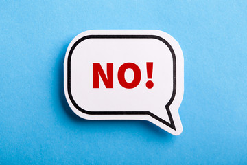 Say No Speech Bubble Isolated On Blue