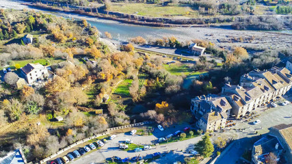 Fototapeta premium Huesca. Drone in village of Ainsa. Spain. Aerial Photo