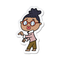sticker of a cartoon woman wearing spectacles