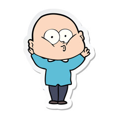 sticker of a cartoon bald man staring