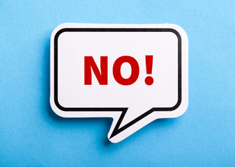 Say No Speech Bubble Isolated On Blue