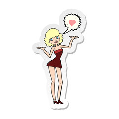 sticker of a cartoon woman in love