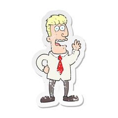 retro distressed sticker of a cartoon businessman