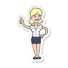 sticker of a cartoon woman with great idea
