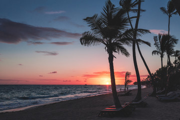 sunset on beach dominicana bavaro - 253879777