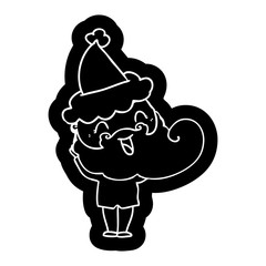 happy bearded man wearing santa hat