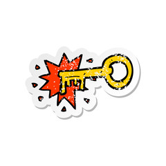 retro distressed sticker of a cartoon old key