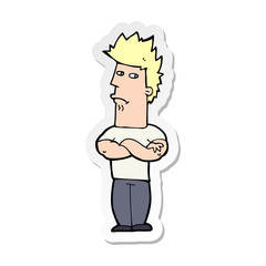 sticker of a cartoon man sulking