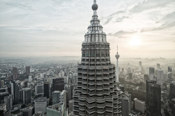 View of one of the towers of the Petronas Twin Towers - obrazy, fototapety, plakaty