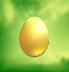Golden Easter egg, green spring background vector
