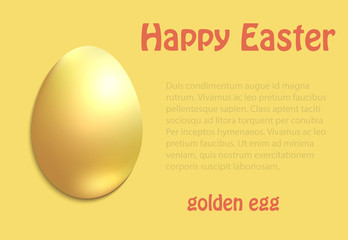 Golden Easter egg greeting card congratulations vector